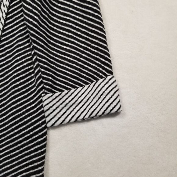 Chicos 1 US Medium Cardigan Sweater Blazer Cotton Silk Blend Black White Career - Picture 3 of 10